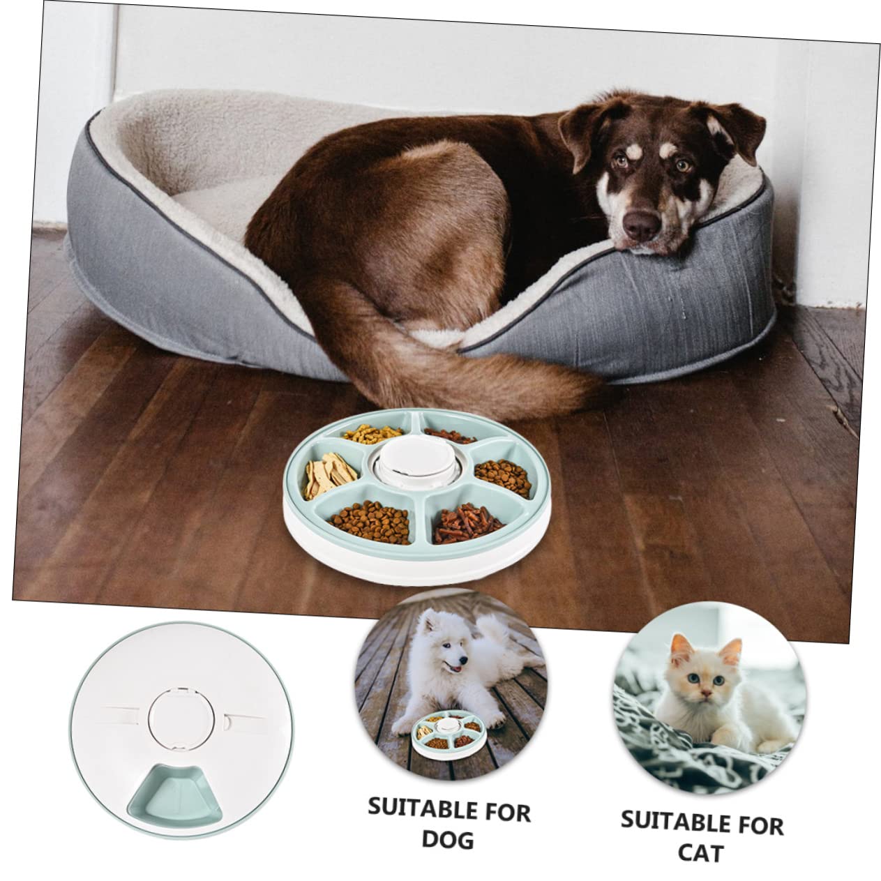 UKCOCO Comedero Automático Tolva de Pienso para Mascotas con Temporizador de 6 Comidas Diseño Desmontable ABS para Perros y Gatos