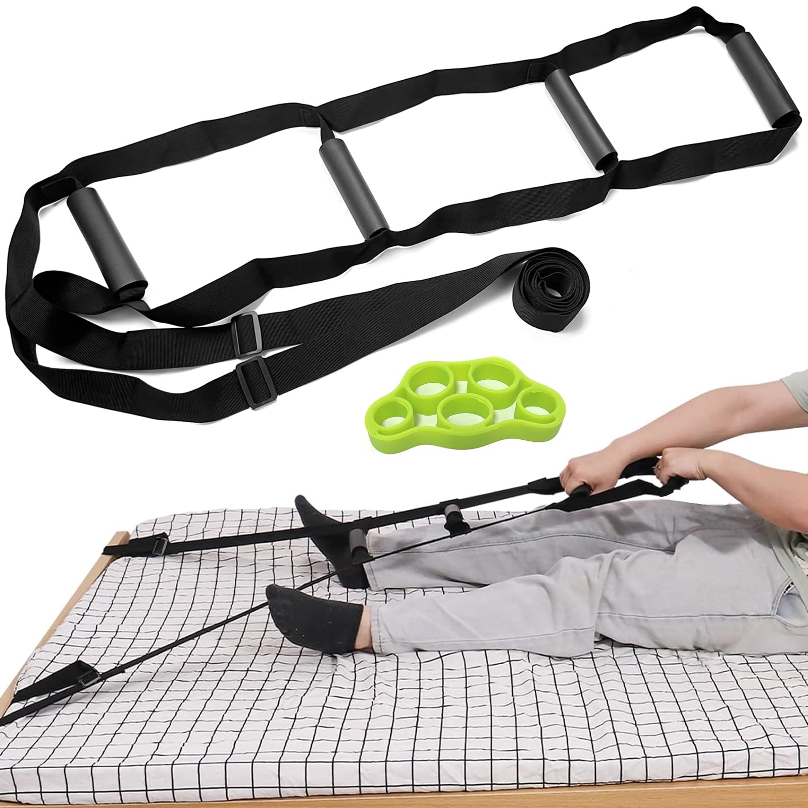 Scaletta da Letto per Anziani, Scaletta per Disabili Regolabili, Scaletta per Alzarsi dal Letto per Gravidanza, Anziani, Disabili, con Allenatore di Dita