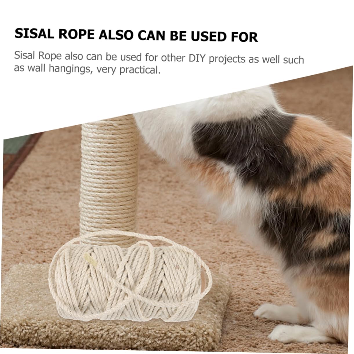 1rollo Cuerda De Sisal para Rascadores De Gatos Cuerda Resistente y Decorativa para Árbol Rascador para Manualidades y Reparación De Postes De Rascado