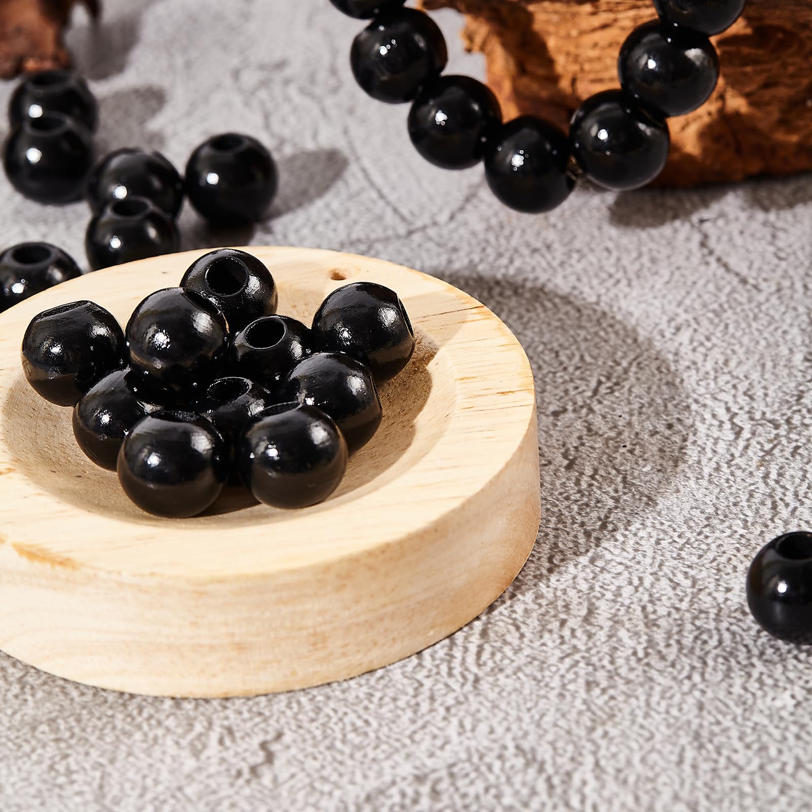 Amazon.com: 240Pcs Black Wood Beads 16mm for Craft Large Hole Wood