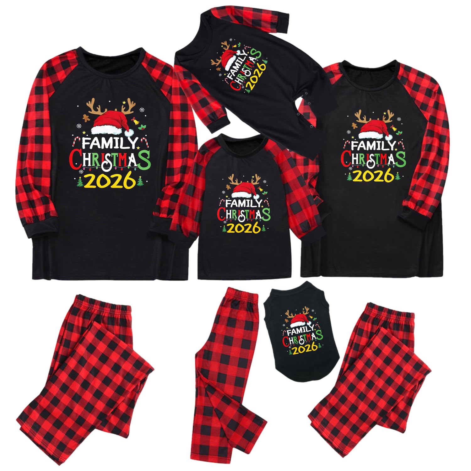 TEERAPHIQUE Christmas Pajamas for Family,Couples Xmas PJS Set
