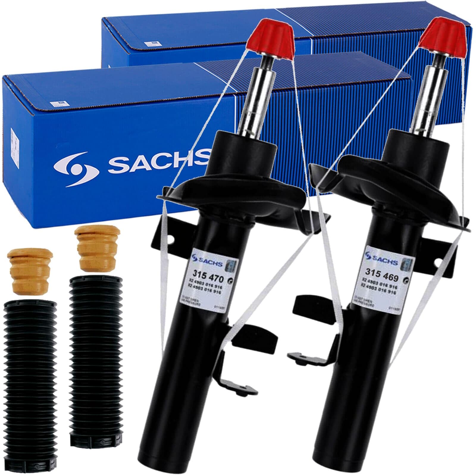 2 Sachs Gas Stossdämpfer + Protection Kit vorne | 315469+315470+900157 für Focus 3 (grand) C-Max 2