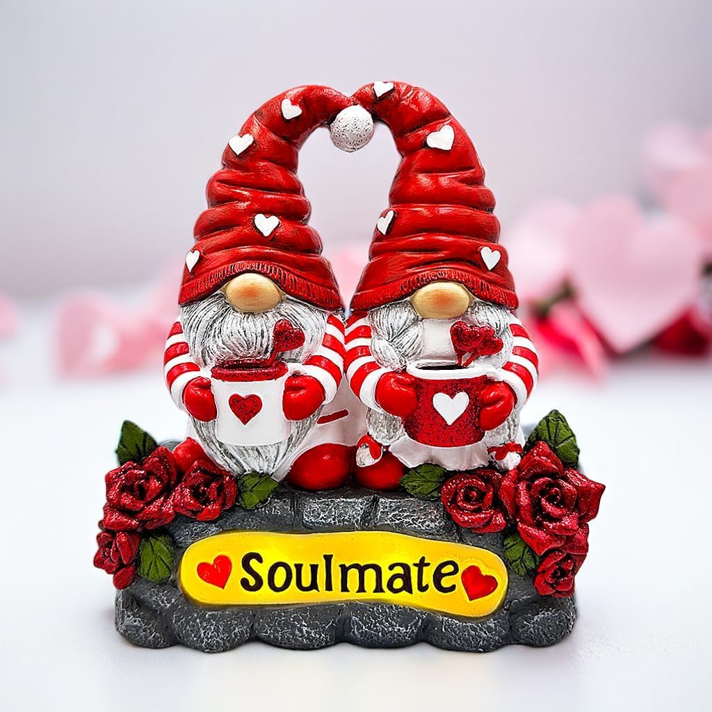 Figurine de couple de nains de Saint-Valentin OrnamentallyYou solaire 15 cm