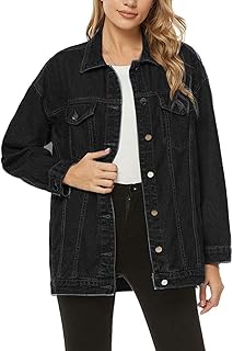 Sponsored Ad - SeekMe Women's Oversized Jean Jacket Plus Size Fashion Boyfriend Button Down Washed Denim Jacket