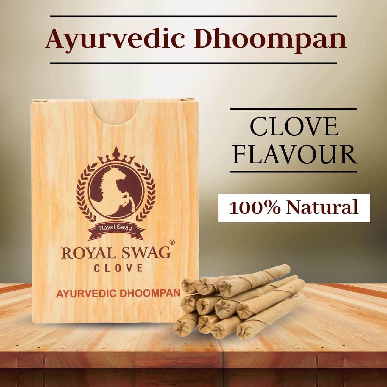 ROYAL SWAG Ayurvedic & Herbal Long Filtered Bidi Smoke (Pack of 10 X 20 Bidi Sticks Per Pack) Tobacco Free Dhoompan (200 Sticks)