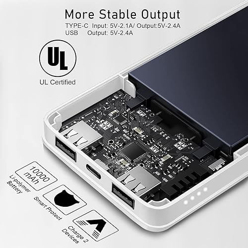Miniatura 3 de Paquete de batería para chaleco térmico y chaqueta térmica, cargador portátil con salidas USB y tipo C para iPhone 15, Samsung y Android (10000 mAh)