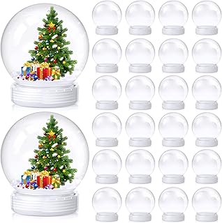 24 Pieces 3.9 Inch DIY Snow Globe Clear Plastic Water Globe with Screw Off Cap Water Globe Jar for DIY Crafts Home Decorat...