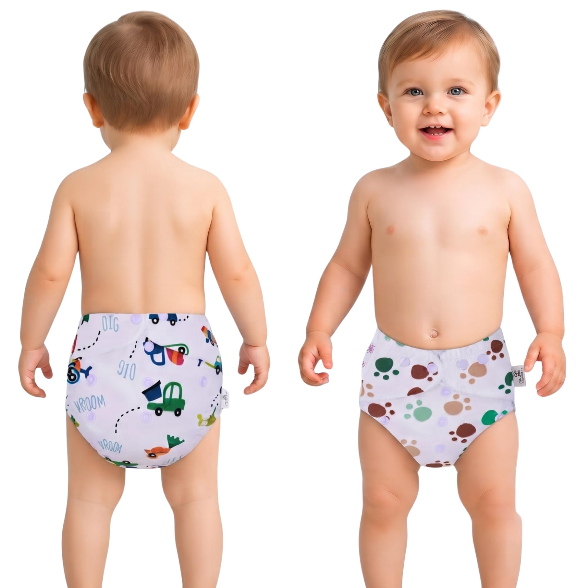 Bembika Reusable Cloth Diaper for Babies Washable Baby Pocket Cloth Nappy with Soft Fabric, Leak-Resistant Elastic Fit, Comfortable & Breathable Diaper Pant for Infants and Toddlers (Pack of 2, White)-image-49