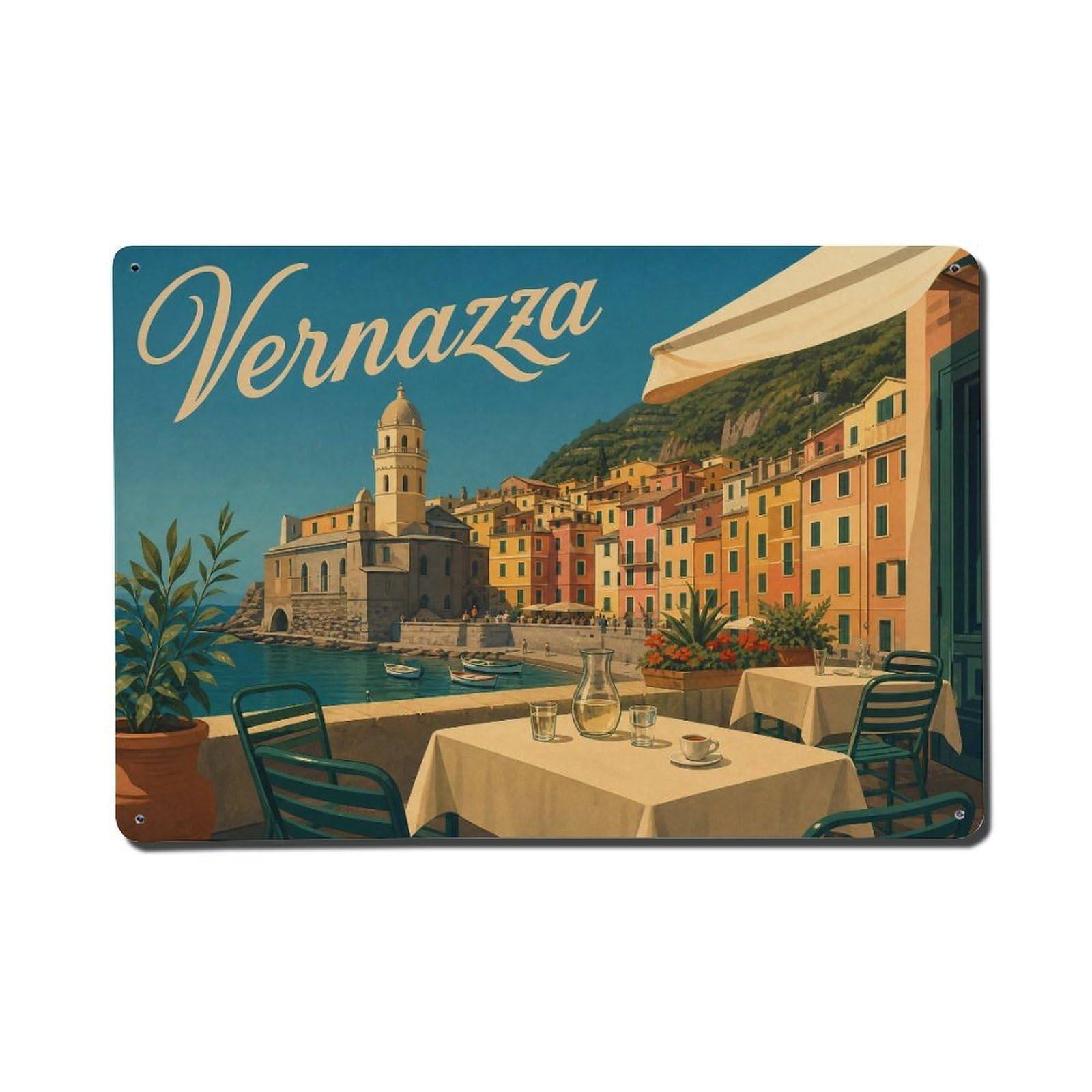 Metal Tin Sign Vernazza Vintage Travel Italy