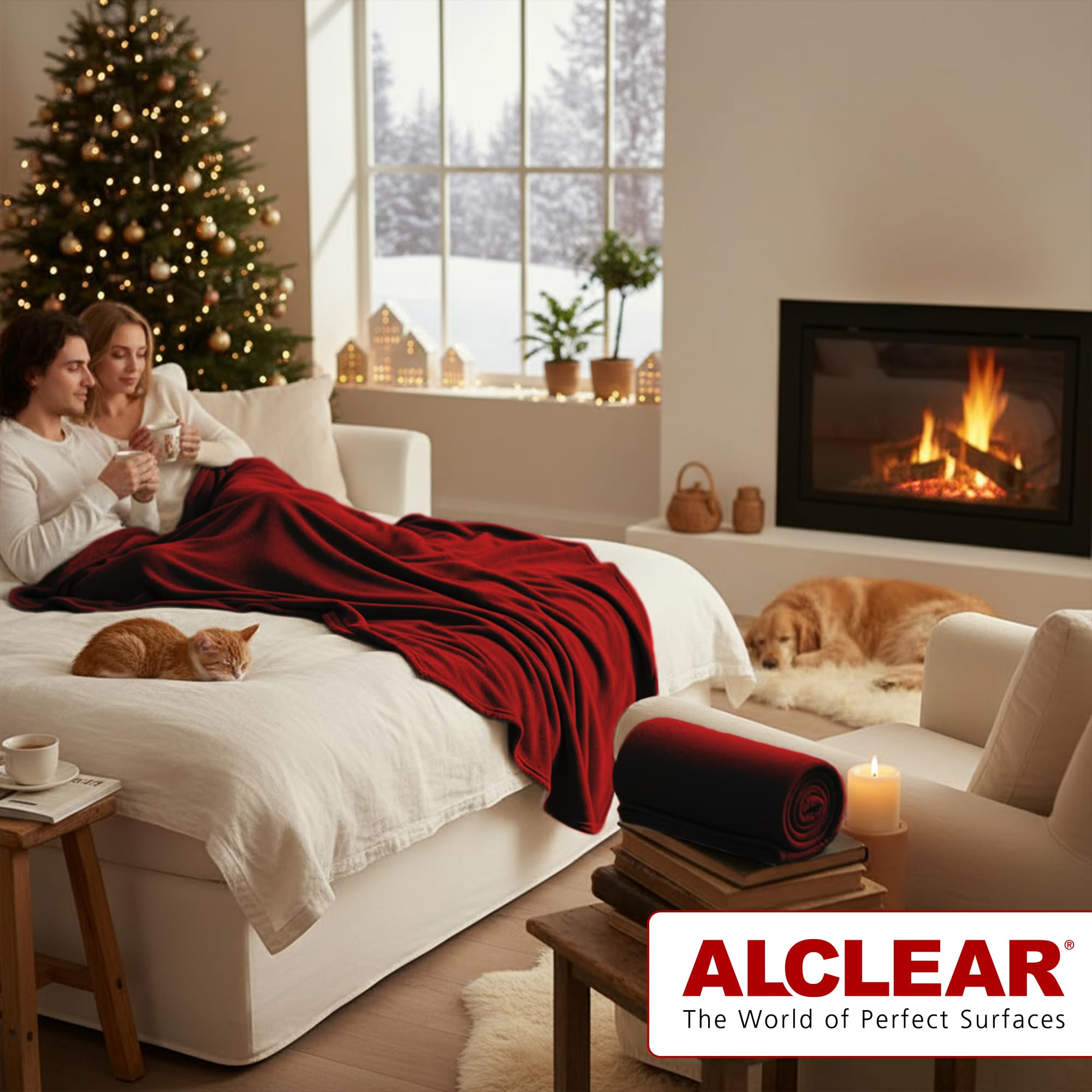 ALCLEAR A3B Fleecedecken Set, 3 Stück, Bordeaux, 130x160 cm, über 200 g/m² | Oeko-Tex zertifiziert, weiche Sofadecke, Wohndecke, Picknickdecke, Überwurf, fusselfrei, pflegeleicht und warm