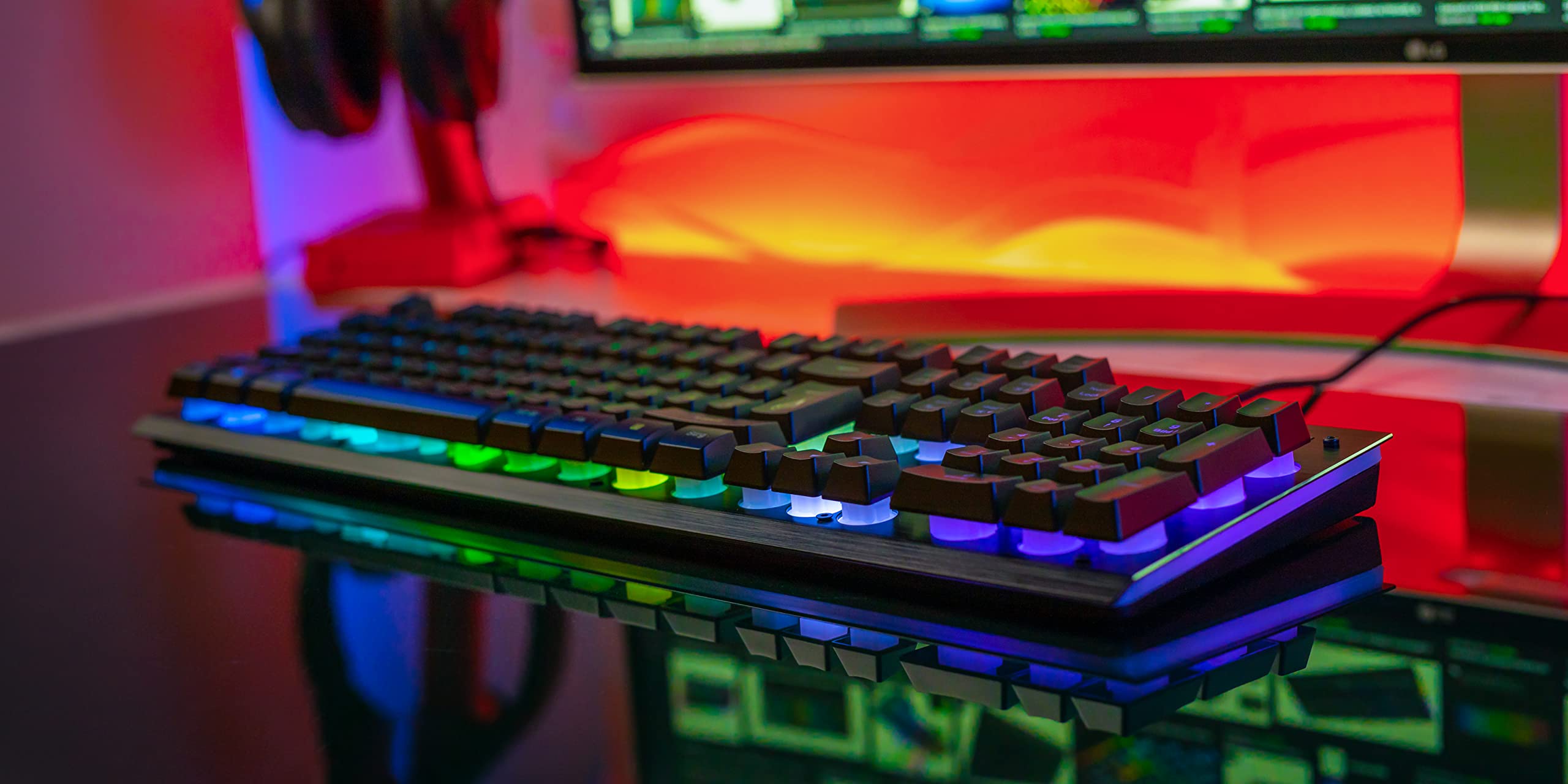 SureFire Kingpin X2 Teclado Gaming Inglés US Gaming Multimedia Keyboard con iluminación, Teclado RGB con Placa Frontal de Aluminio, 25 Teclas Anti-ghosting, diseño Americano QWERTY