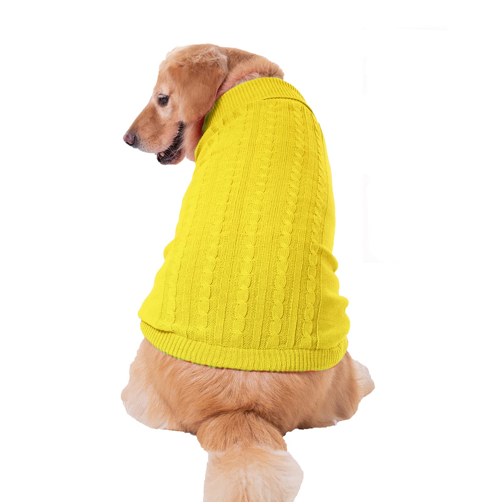 Dog Sweater, Warm Pet Sweater, Dog Sweaters for Small Dogs Medium Dogs Large Dogs, Cute Knitted Classic Cat Sweater Dog Clothes Coat for Girls Boys Dog Puppy Cat (XXXL, Yellow)