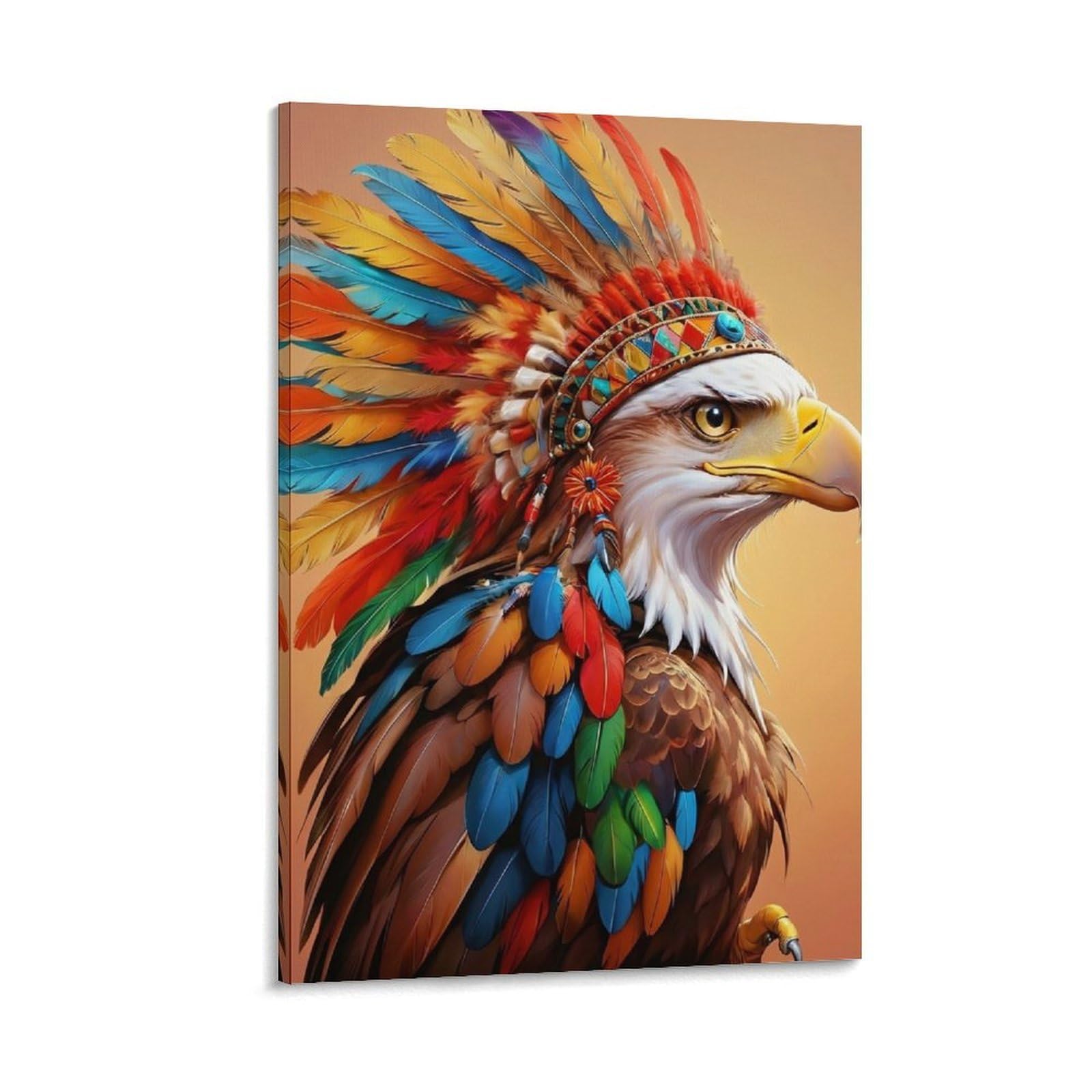 DHBANEIOK Eagle with Feathers Poster Artwork Canvas Prints Picture Modern Wall Art Picture Wall Hanging for Bedroom Living Room Decor 20x30inch(50x75cm)