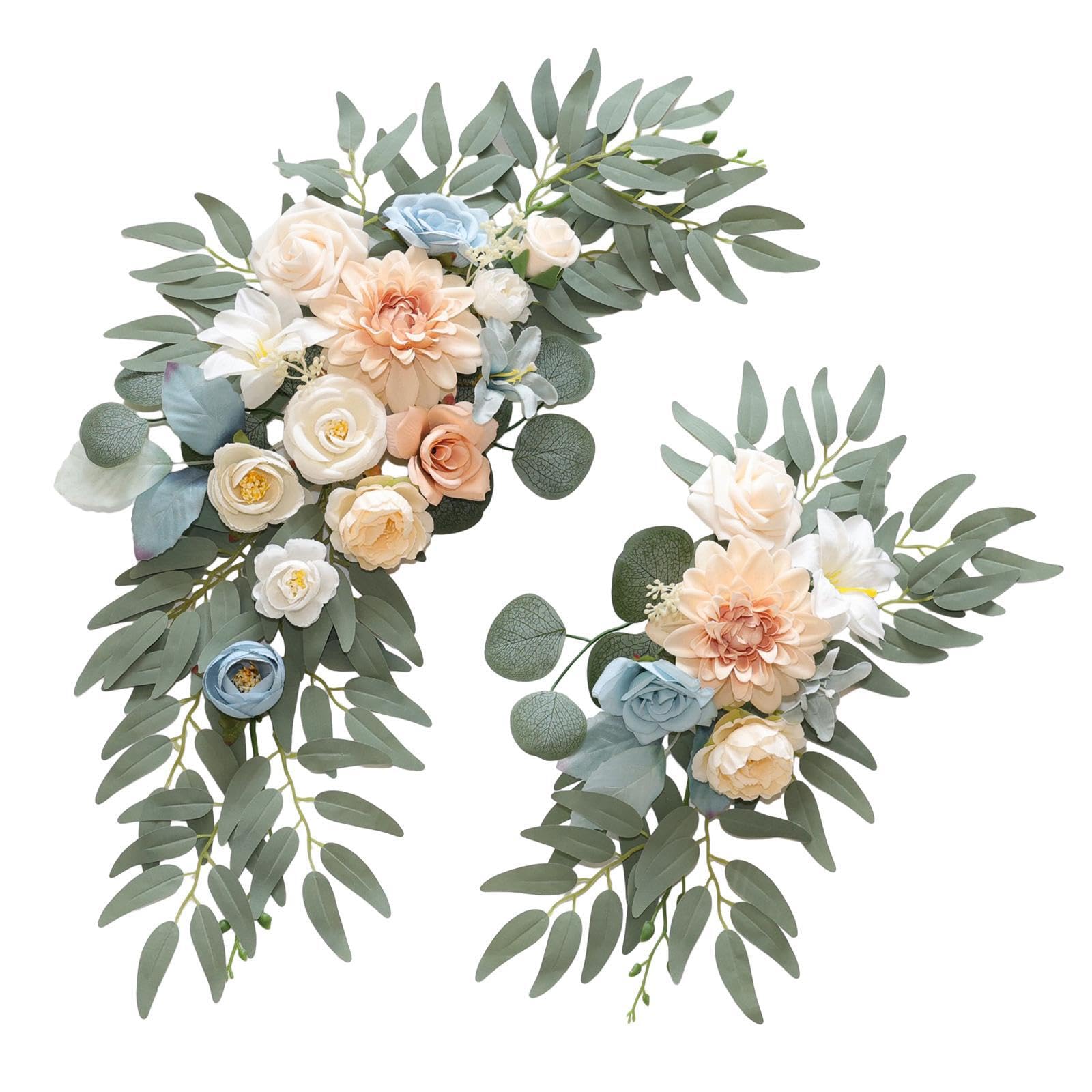 TWISAXC Impressive Floral Decorations With Silk Flowers Swags For Wedding Arch Creating Stunning Centerpiece Arrangements Wedding Arch Flower Decorations Supplies, Champagne Blue, 60x40cm 40x30cm
