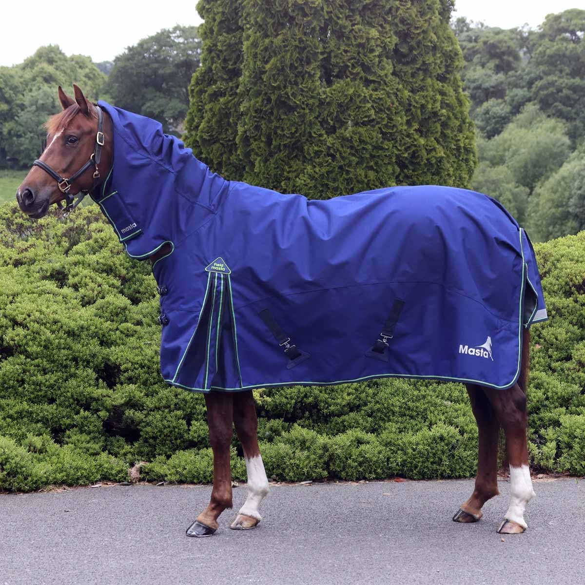 Fieldmasta 100g Lightweight Turnout Rug - 1200D Ripstop - Waterproof & Breathable - Adjustable Chest - Dome Neck for Mane Protection - Memory Foam Wither Pad - 5'