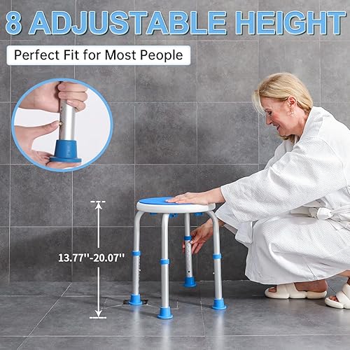 Miniatura 4 de Silla de ducha ajustable para ducha interior, taburete de ducha redondo elegible para HSAFSA para bañera interior, asiento de ducha sin herramientas