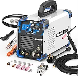 AZZUNO Soldador TIG AC/DC 200A com pulso 110V/220V, máquina de solda TIG de alumínio, máquina de solda ACDC TIG/PULSE TIG/SPOT TIG/Stick