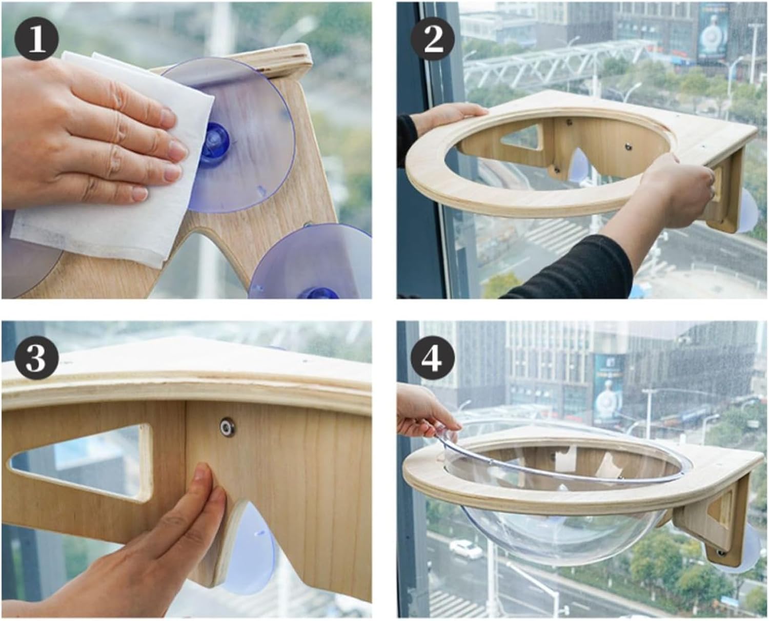 Wall Mounted Cat Furniture | Clear Bubble Suction Cup Window Cave - Cat Window Perch - for Workplace Kitchen Living Room Home Indoor Apartment Corner