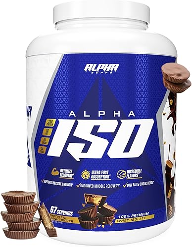 Miniatura 10 de Alpha Supps ISO, polvo aislado de proteína de suero de leche 100% bajo en carbohidratos, 0.88 onzas por porción, ayuda a apoyar el crecimiento
