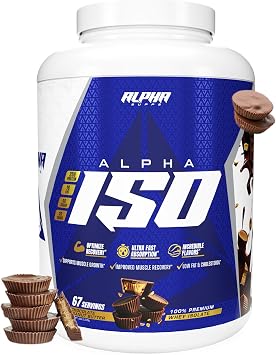 Alpha Supps ISO, Low Carb 100% Whey Protein Isolate Powder, 25 Grams Per Serving, Helps Support Muscle Growth, Low Sugar and Gluten Free Chocolate Peanut Butter, 5 lb