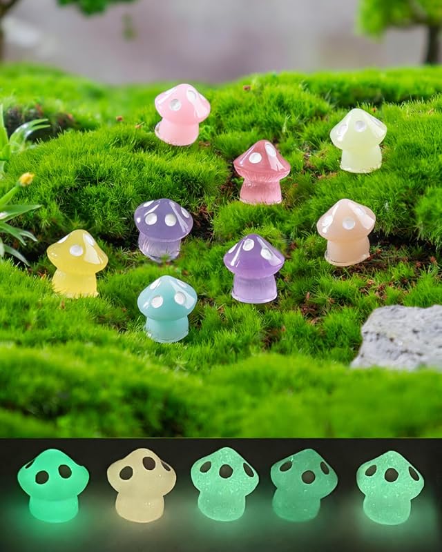 Glow in The Dark Mini Resin Figures, Luminous Miniature Ornaments for Fairy Garden Decor, Potted Plant, Terrarium Accessories, Night Scene and DIY Crafts Ornaments