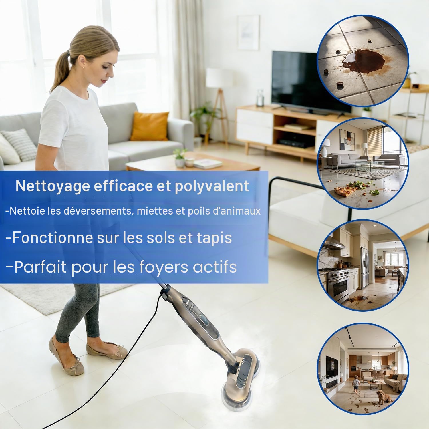 2 ensembles de têtes de brosse de remplacement pour nettoyeur vapeur S8201 compatibles avec les balais vapeur Shark S7000/S7001/S7005/S7201/S7020/S7000AMZ/S8000/S8001/S8201, nettoyage en profondeur