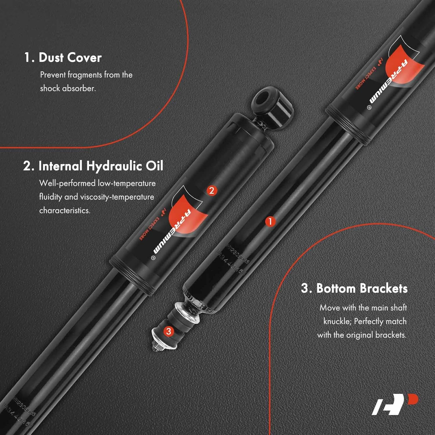 A-Premium Rear Pair (2) Shock Absorber Compatible with Nissan 520 Pickup 1965-1968, 521 Pickup 1968-1972, 620 Pickup 1972-1974, 620, 720, Driver and Passenger Side