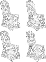 Vista 10 de Juego de 1 fundas decorativas para sillas de comedor, con estampado de flores doradas, extraíbles, lavables, de elastano, para fiestas, bodas