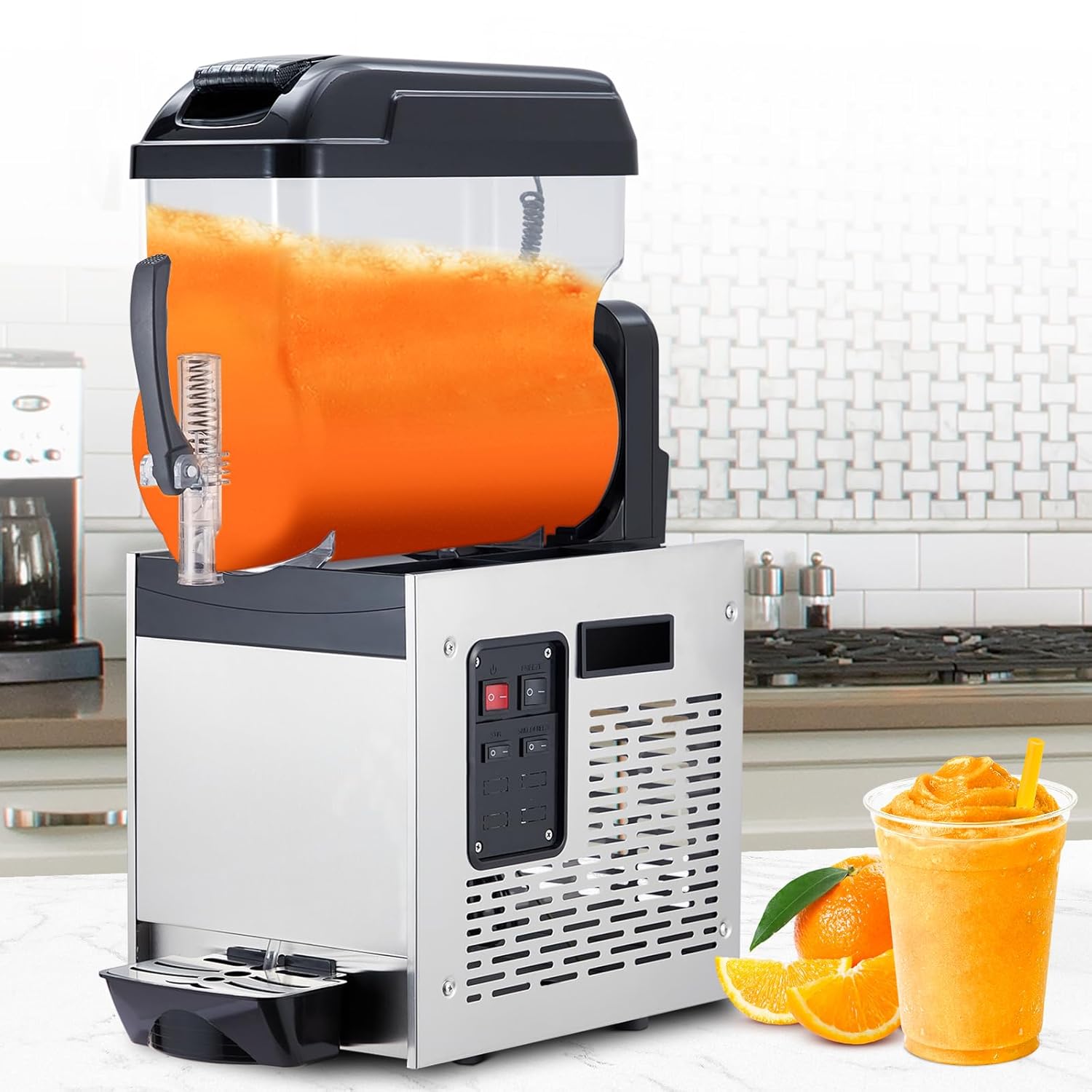 Hetoy Compact 12L Commercial Slushie Machine – Frozen Drink & Margarita Maker, Self-Cleaning, Efficient Cooling, Digital Display, Stainless Steel, Low Noise – Perfect for Parties, Cafes, Restaurants