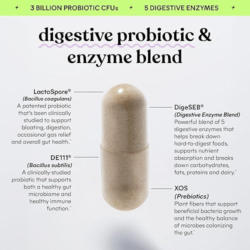 Miniatura 3 de Lemme Debloat 3-in-1 Prebiotic, Probiotic & Digestive Enzymes for Bloating and Gas Relief - 2 Clinically Studied Probiotics w 5 Digestive Enzymes to