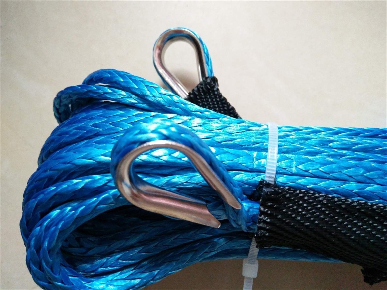 Cable de cabrestante Líneas de cabrestante sintético de 5 mm x 30 m Líneas de Plasma Cuerda de Plasma con el dedal Ambos Extremos y Gancho Gran Apariencia y Compatibilidad(Blauw)