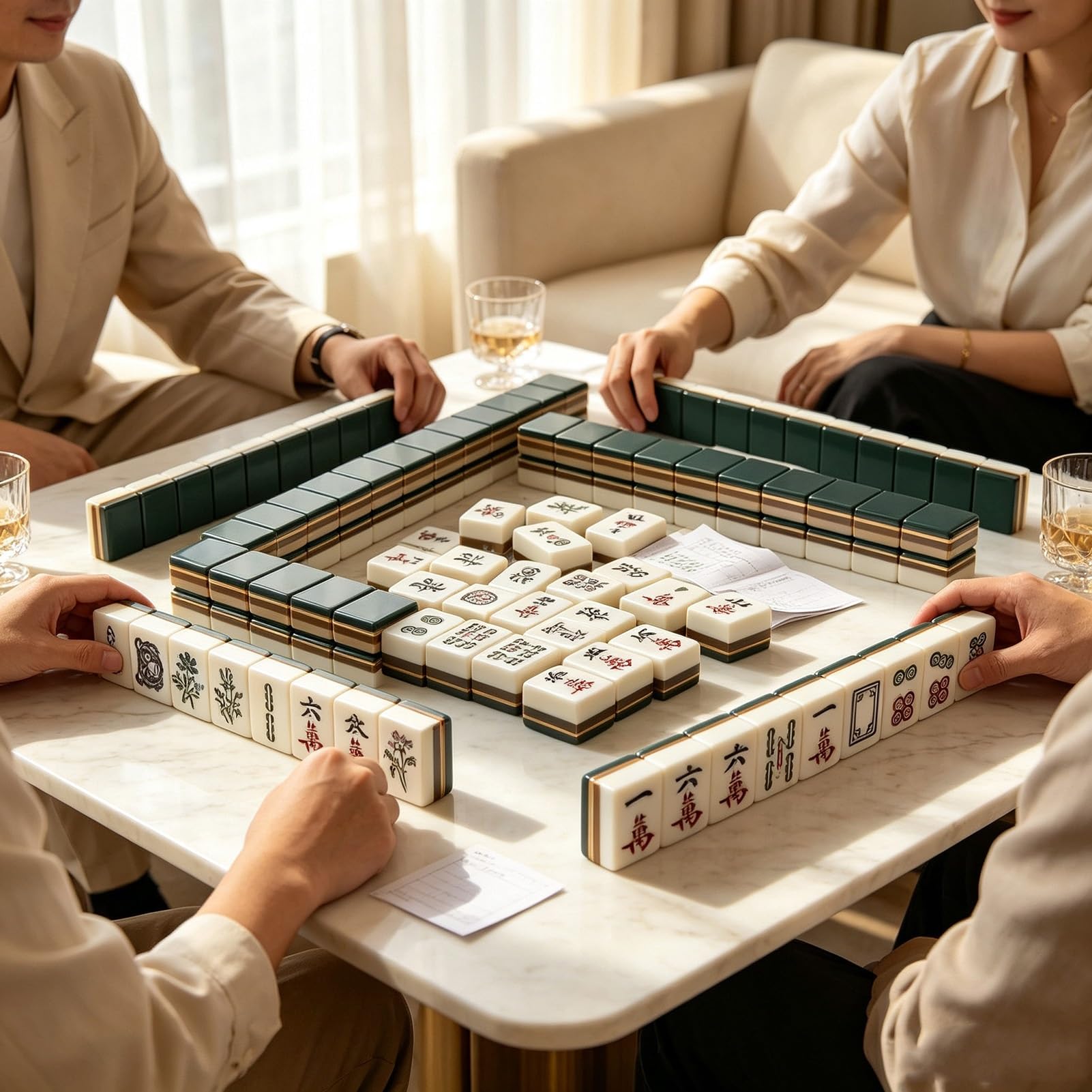 Zestaw płytek American Mahjong, 160 płytek, zestaw upominkowy Mahjong, kompletna przenośna gra dla rodziny, w podróży, na imprezy