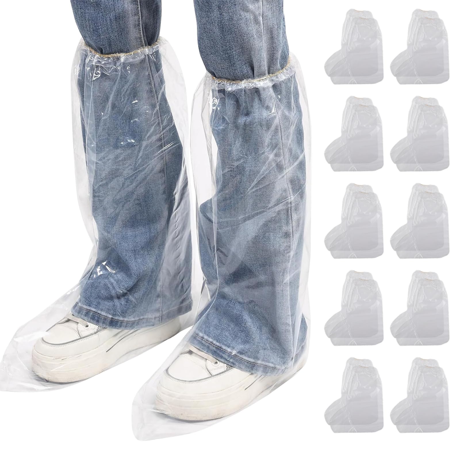Photo 1 of 10 Pairs Disposable Shoe Covers, Waterproof Anti-Slip and Dirt-Resistant Shoes Cover for Rain Plastic Boot for Outdoor Activities, Home Cleaning, Gardening Work (Transparent)