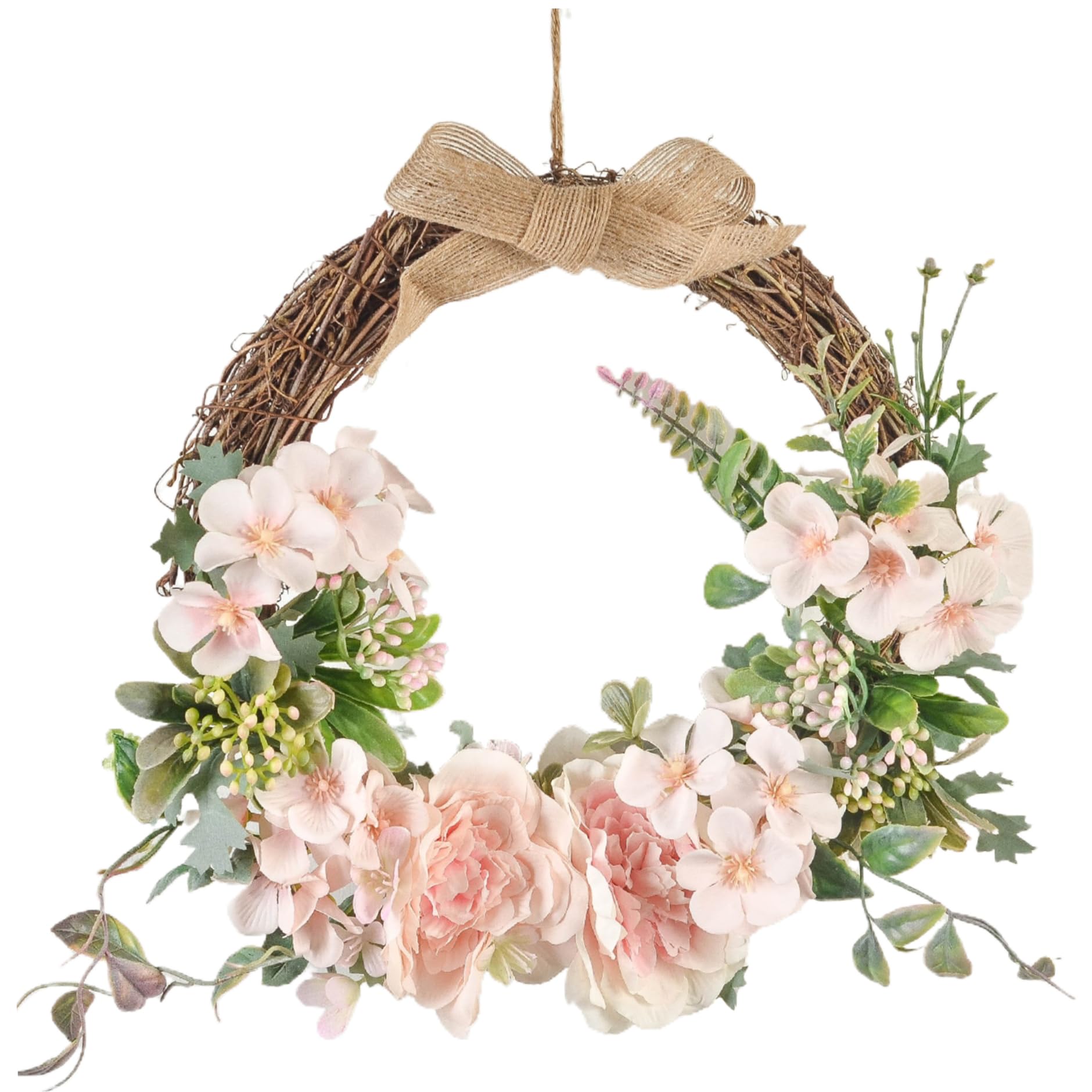 Couronne florale artificielle de 13 pouces avec feuillage résistant