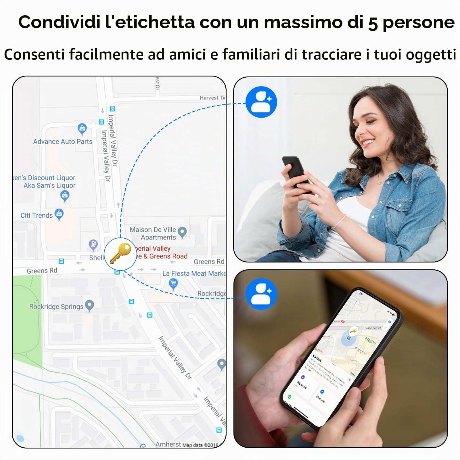 Air Tracker Tag 2 Pezzi, Smart Tracker Funziona con Apple Dov'è App (solo iOS), Batteria Sostituibile Bluetooth Trova Oggetti, 2 anni Utilizzabile Localizzatore Chiavi per Chiavi/Bagagli/Valigie