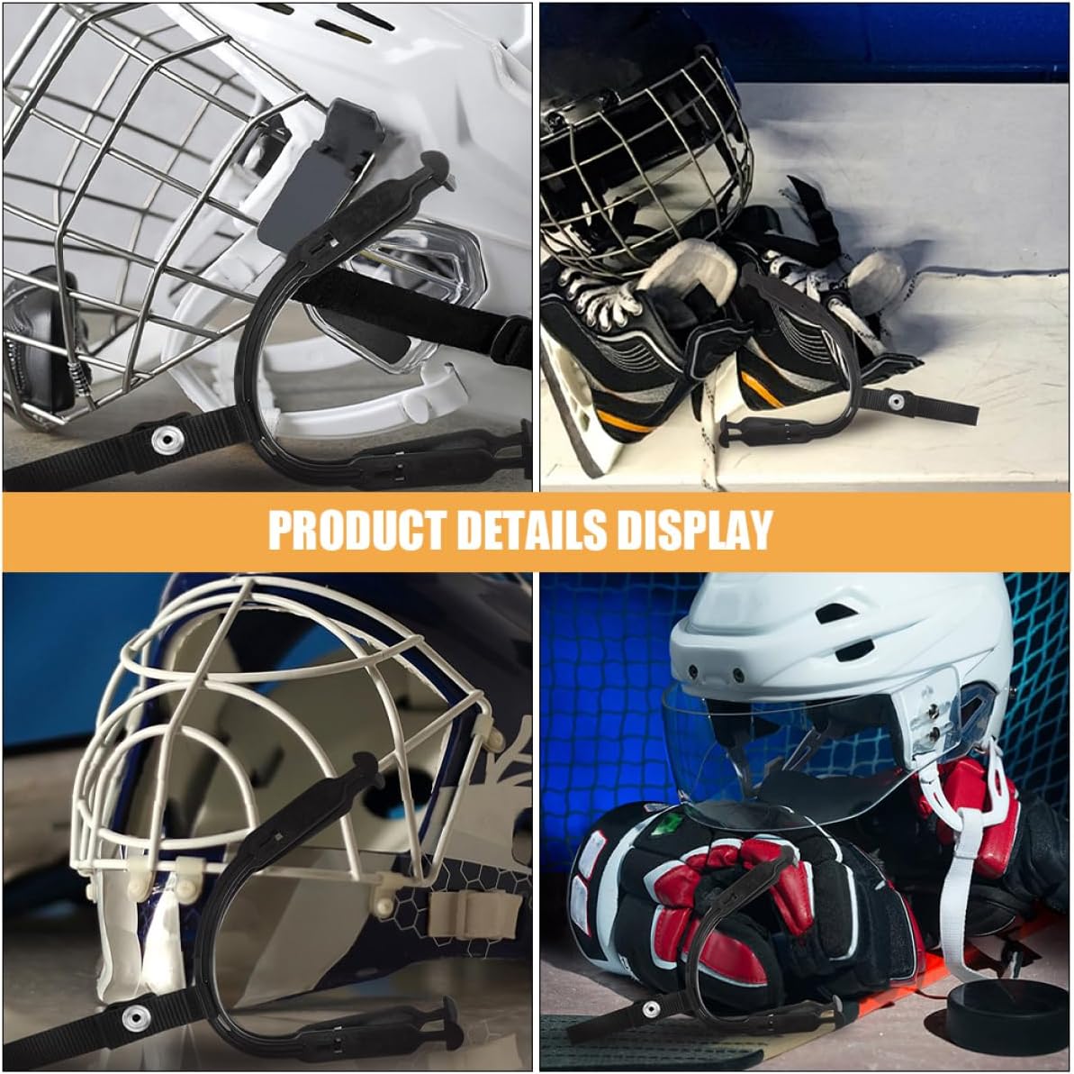 ibasenice 2sets Hockey Helmet Chin Strap Replacement Parts Ice Hockey Chin Band Repair Kit Pom Material