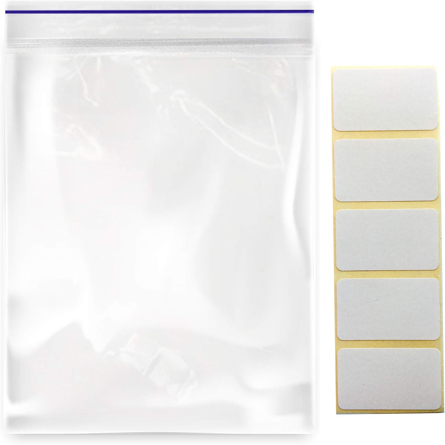 3" x 4.5" (100 Pcs) Small Clear Bags with 100 Pcs Stickers Labels - 2 Mil Reclosable Zipper Storage Plastic Bags for Vitamins, Jewelry, Pills, Beads, etc