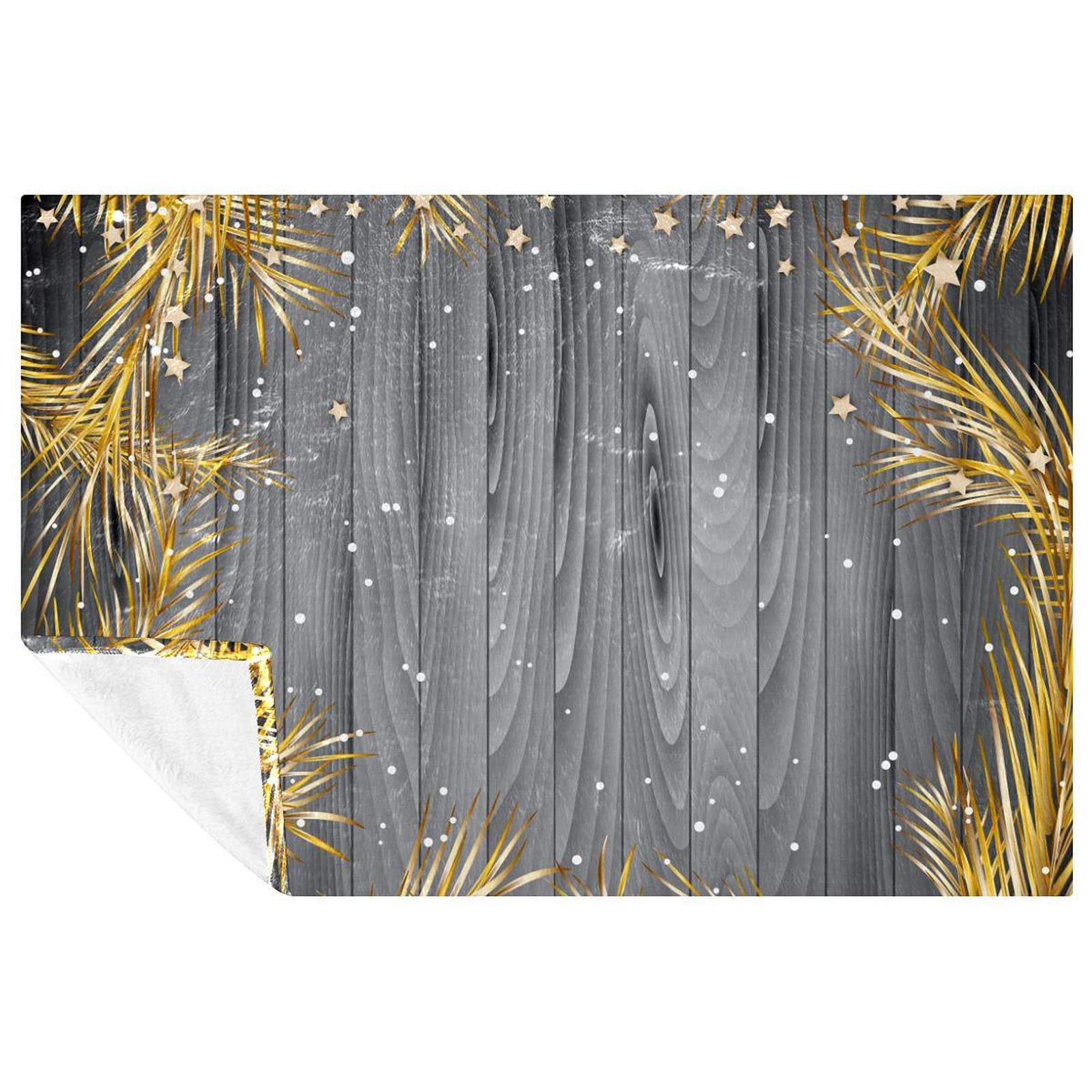 Couverture douce et chaude Noël plaid imprimé bois pour canapé et lit