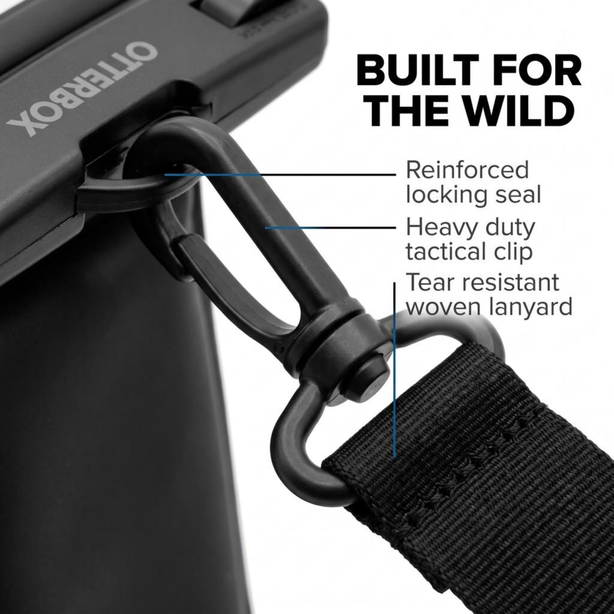 OtterBox Wasserdichte Universal-Handytasche, IPX8, tauchfähig, mit robustem Clip und Umhängeband, transparente PVC-Touchscreen-Hülle für Strand, Reisen, Bootfahren und Pool, Schwarz, 2 Stück
