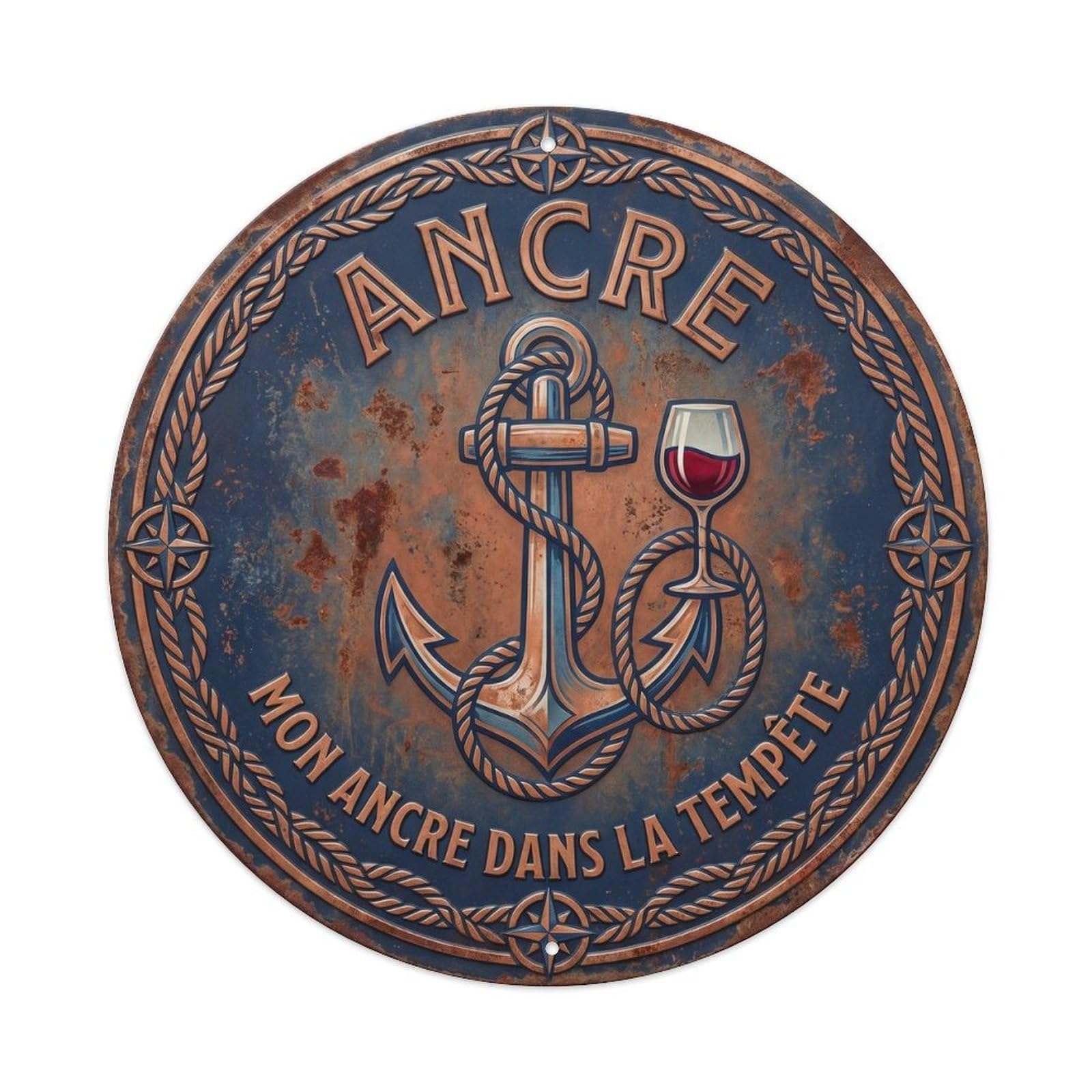 Anchor Humorous Bistro Anchor Vintage Metal Tin Sign Plaque Wall Decor for Cafe, Club Bar, Office, Garden Metal Poster 8x8Inch