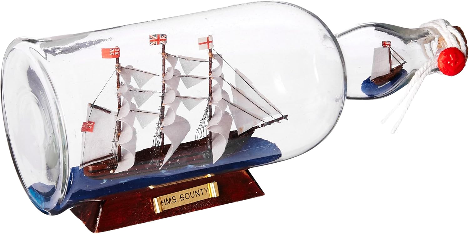 Hampton Nautical HMS Bounty Model Ship in a Glass Bottle, 11"