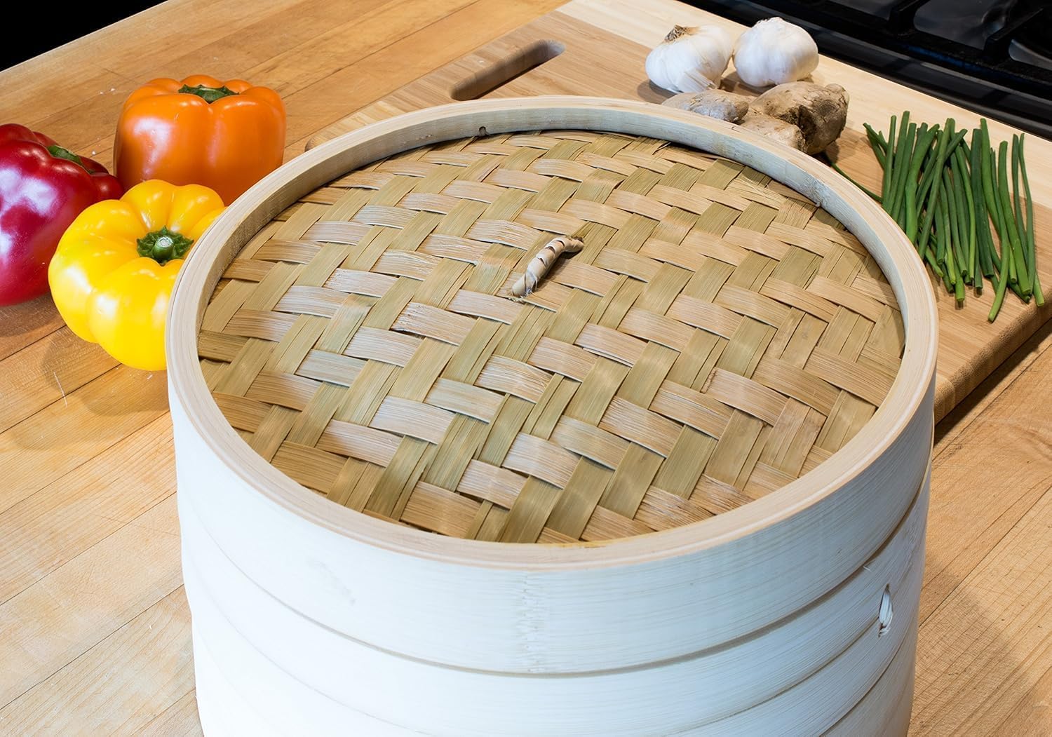 Helen's Asian Kitchen Bamboo Food Steamer with Lid - 100% Natural Bamboo - Basket Steamers for Cooking Dumplings, Dim Sum, Veggies, Fish, Meat - Preserve Nutrients & Flavors - 12-Inch - Image 6
