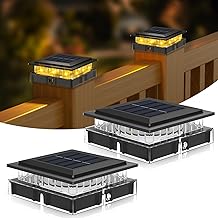 kolpop 2 Paquete Luces solares de poste IP65 impermeables, luces solares para exteriores, lámpara de poste de jardín, para Patio Jardín 4x4 3.5×3.5 Vinilo Poste de madera, Blanco Cálido