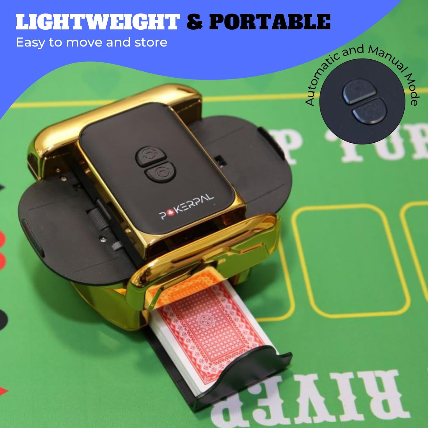 Automatic Card Shuffler for 1-2 Decks | Dual Mode Card Shuffler with Auto-Stop Function | USB-C Rechargeable Battery | Suitable for UNO, Skip-Bo, Poker, Blackjack, Texas Hold’em
