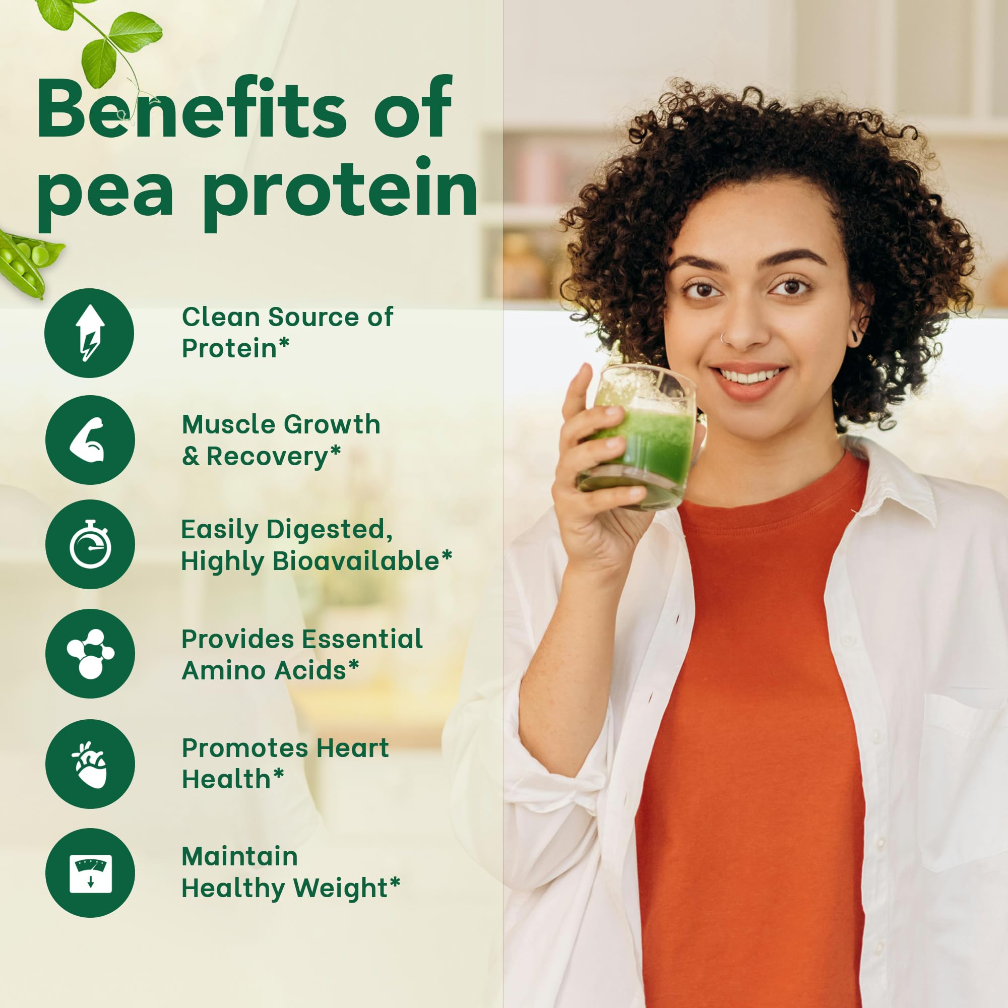 Zammex Organic Pea Protein Powder, 26g Protein, BCAA, Plant Based 100% Vegan Pea Protein, Gluten Free, Keto Friendly, Unflavored 2.62lbs — Amazon image 3