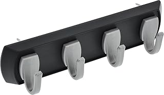 HIGH & MIGHTY 515306 Key Rail Organizer Hook Rail, Easy Tool-Free Dry Wall Installation, Holds up to 5lbs, Small, Black & Silver