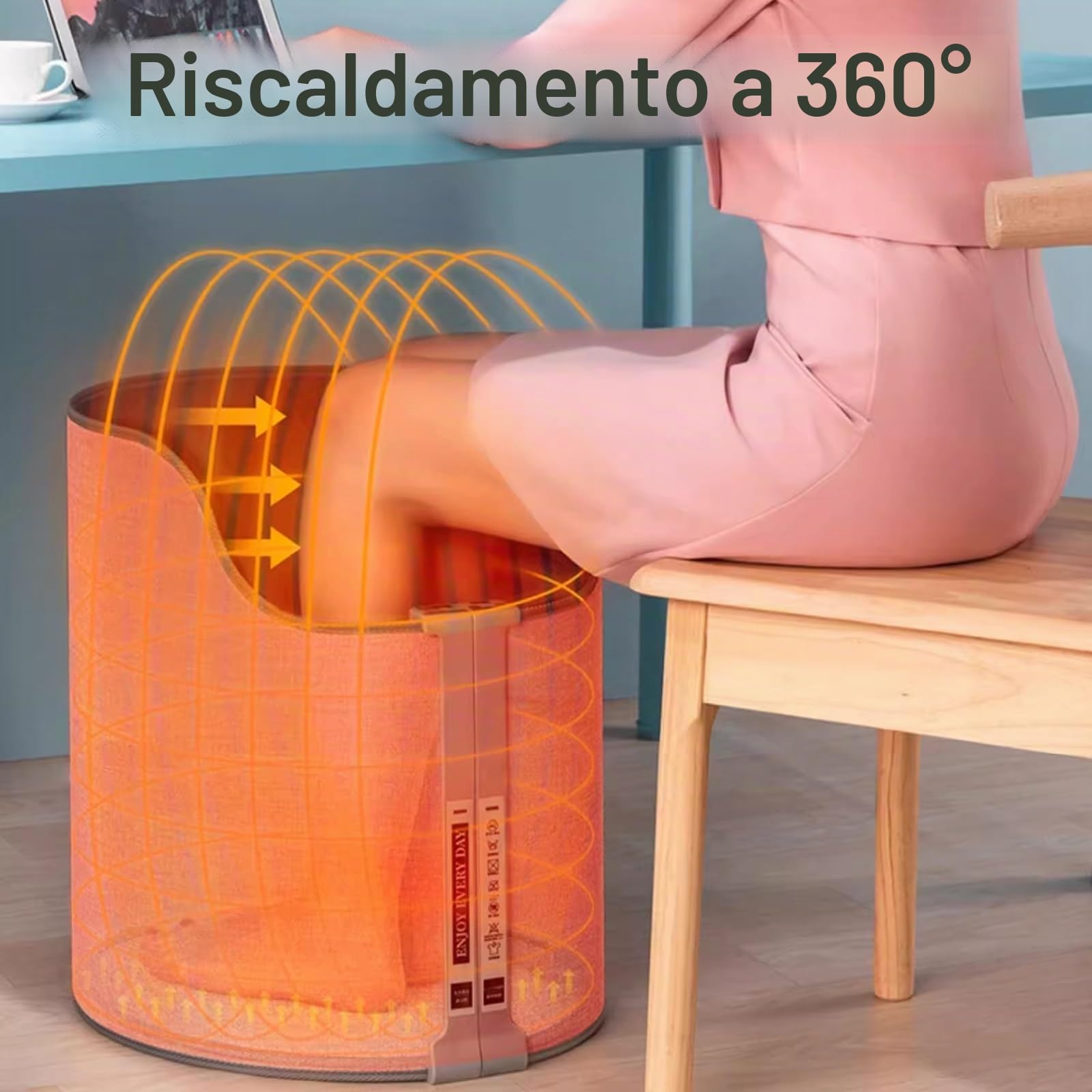Scalda Piedi, Riscaldatore Rosa per Le Gambe Ufficio sotto la Scrivania, Temperatura Regolabile, per Casa, Ufficio, Camera