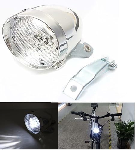 Miniatura 2 de BlueSunshine - Lámpara de luz delantera para bicicleta, estilo vintage, retro, 3 luces LED con soporte