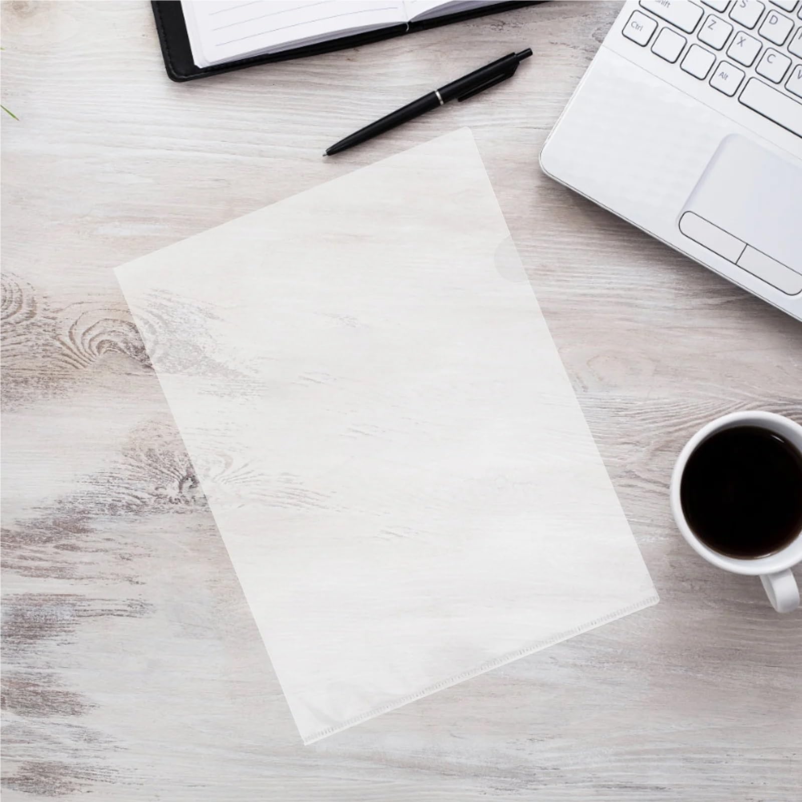 Lot de 100 pochettes transparentes en forme de L en plastique A4 étanches pour le bureau et l'école