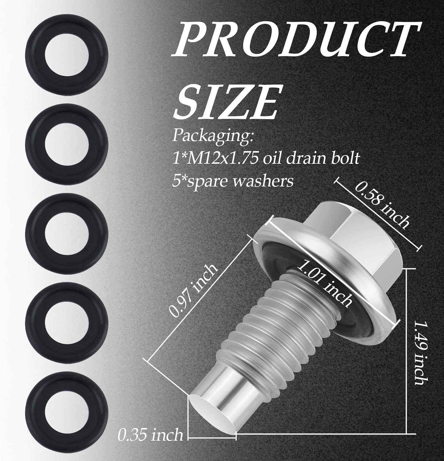 M12*1.75 Oil Drain Plug with 5PCS Oil Drain Plug Gasket OEM#EJ7Z-6730-A,Iron Zinc-Coated Oil Pan Drain Plug Compatible with GMC Chevrolet Ford,Essential Oil Plug Bolt Car Accessories (M12*1.75)